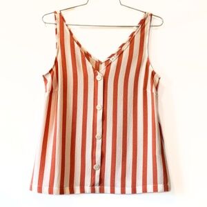 ONLY Rust & Ivory Striped Button Front Tank Top Size XS (34)